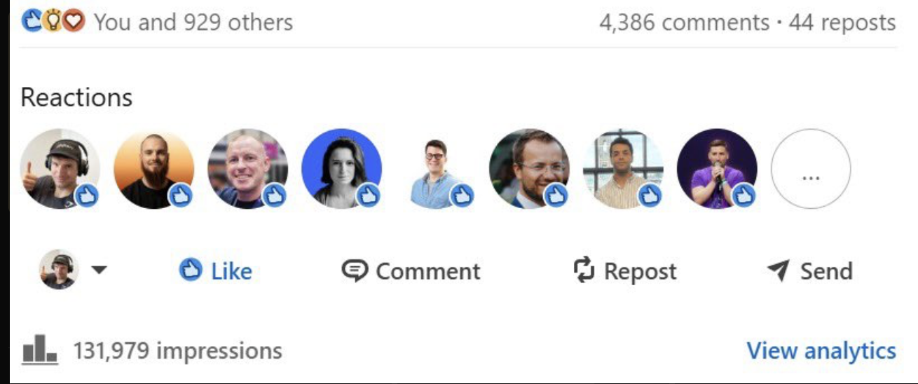 Post with 4,386 comments and 131k impressions